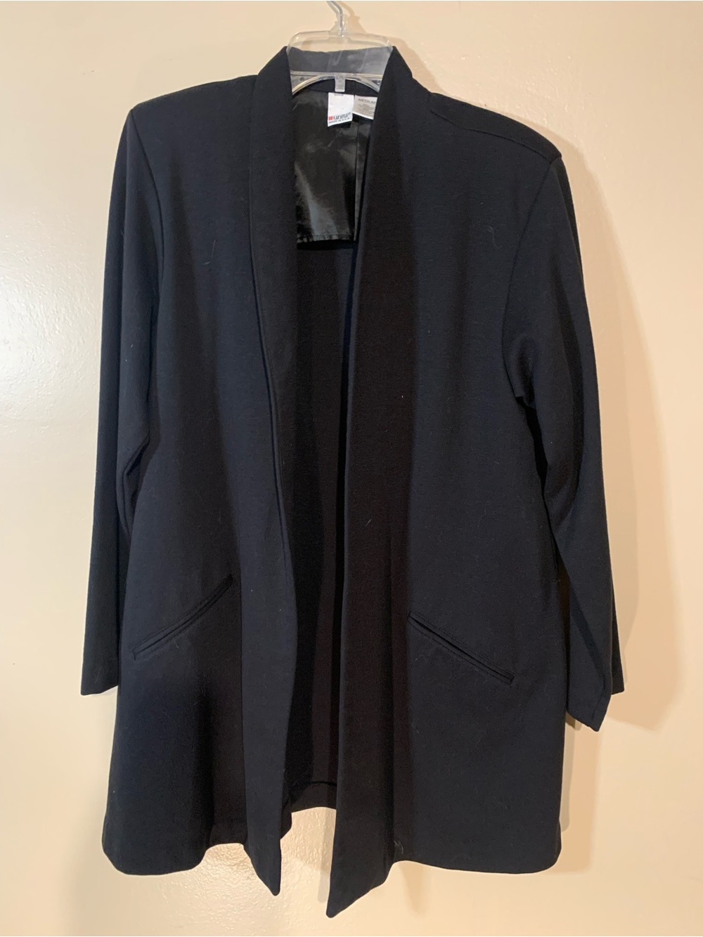 Classic Black Open-Front Women's Blazer Vintage Made USA with Shoulder Pads Unit